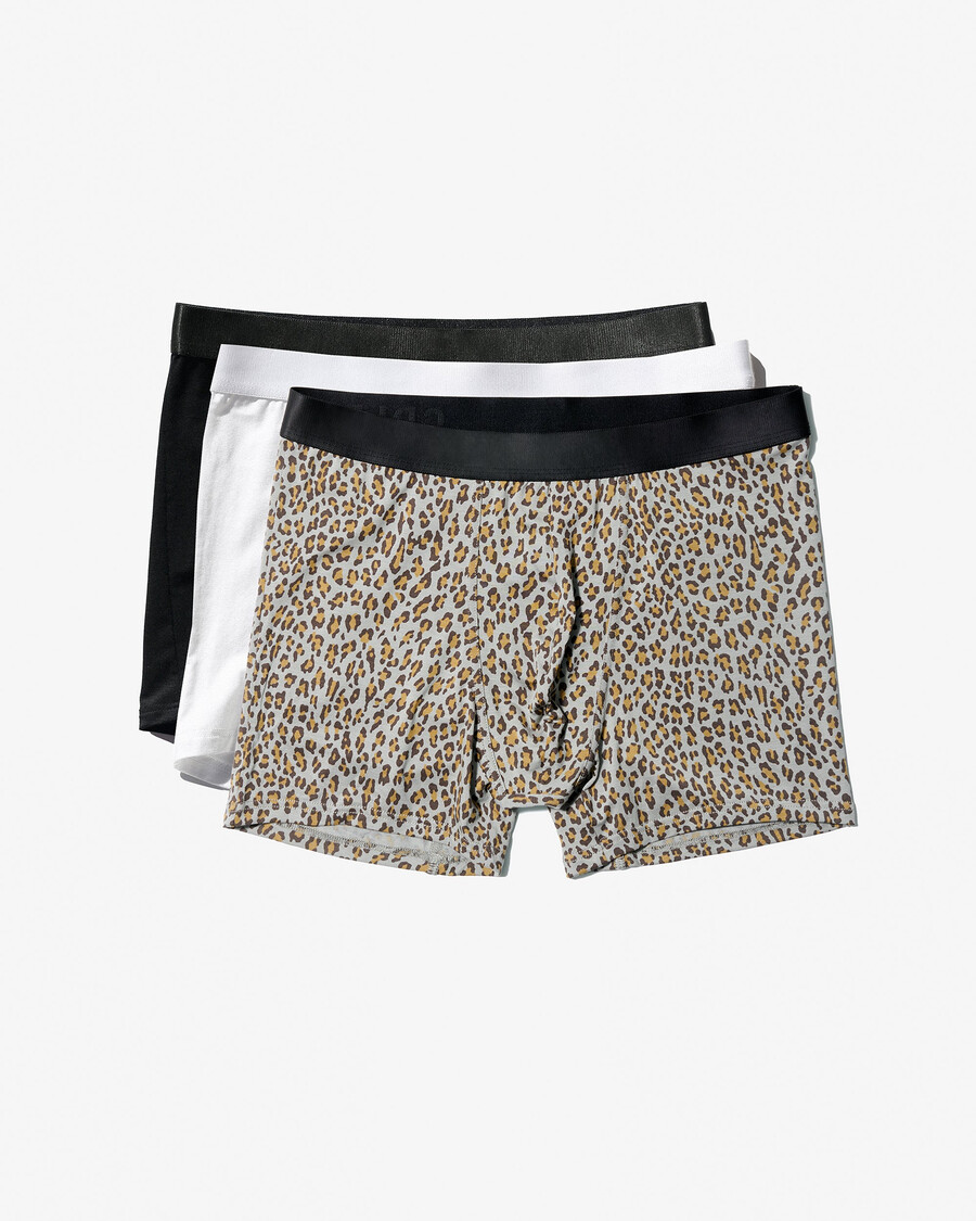 3 × herrboxershorts i svart vitt mocka leopard handla nu — cdlp