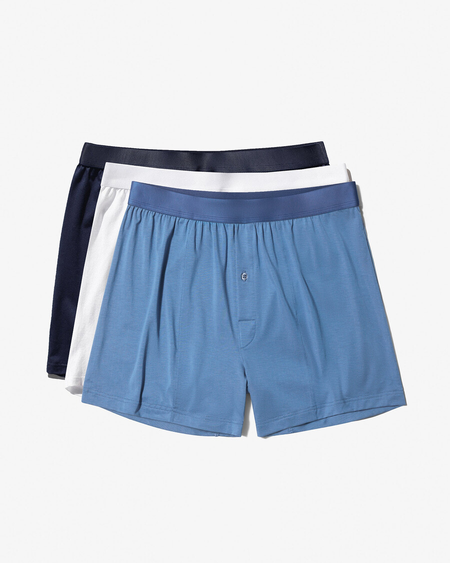6 × herrboxershorts i vitt mörkblått azurblått handla nu — cdlp