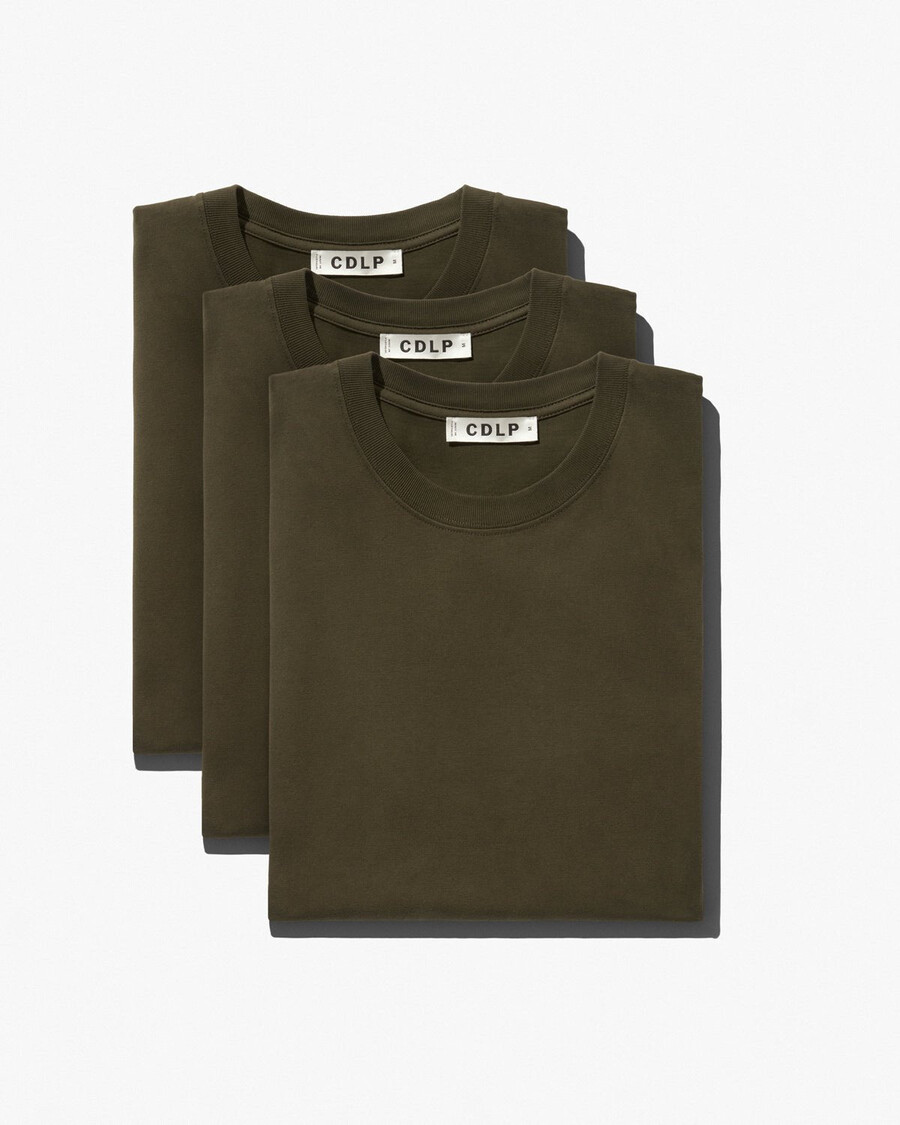 3 x herr mellanvikts-t-shirt i olivgrön handla nu — cdlp