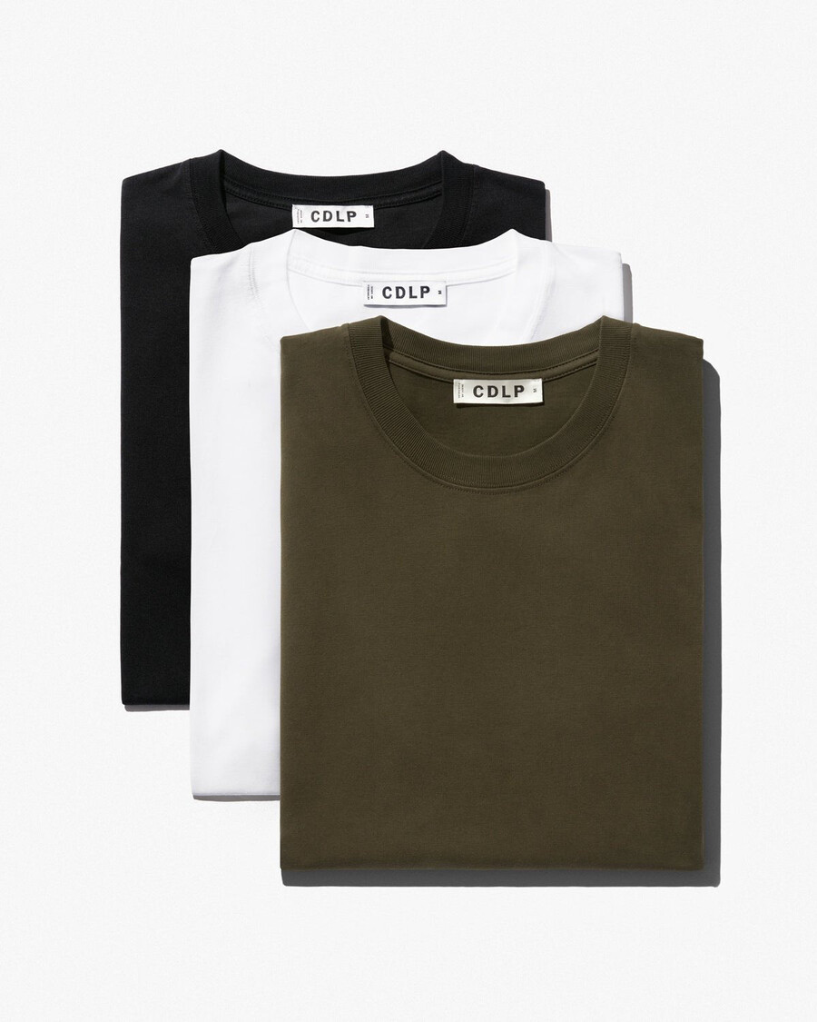 × herr mellanvikts-t-shirt i svart vitt olivgrönt handla — cdlp