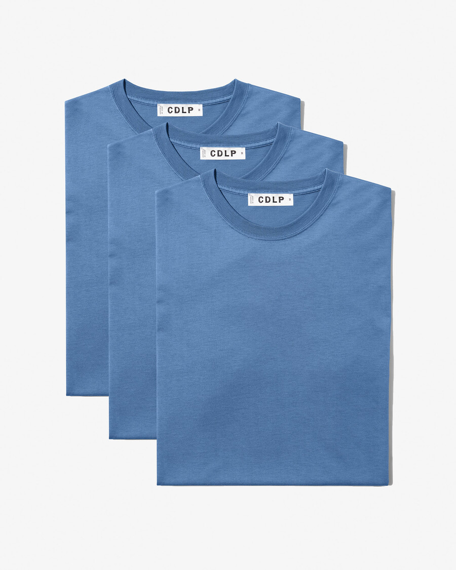 3 × herr mellanvikts-t-shirt i azurblått handla nu — cdlp