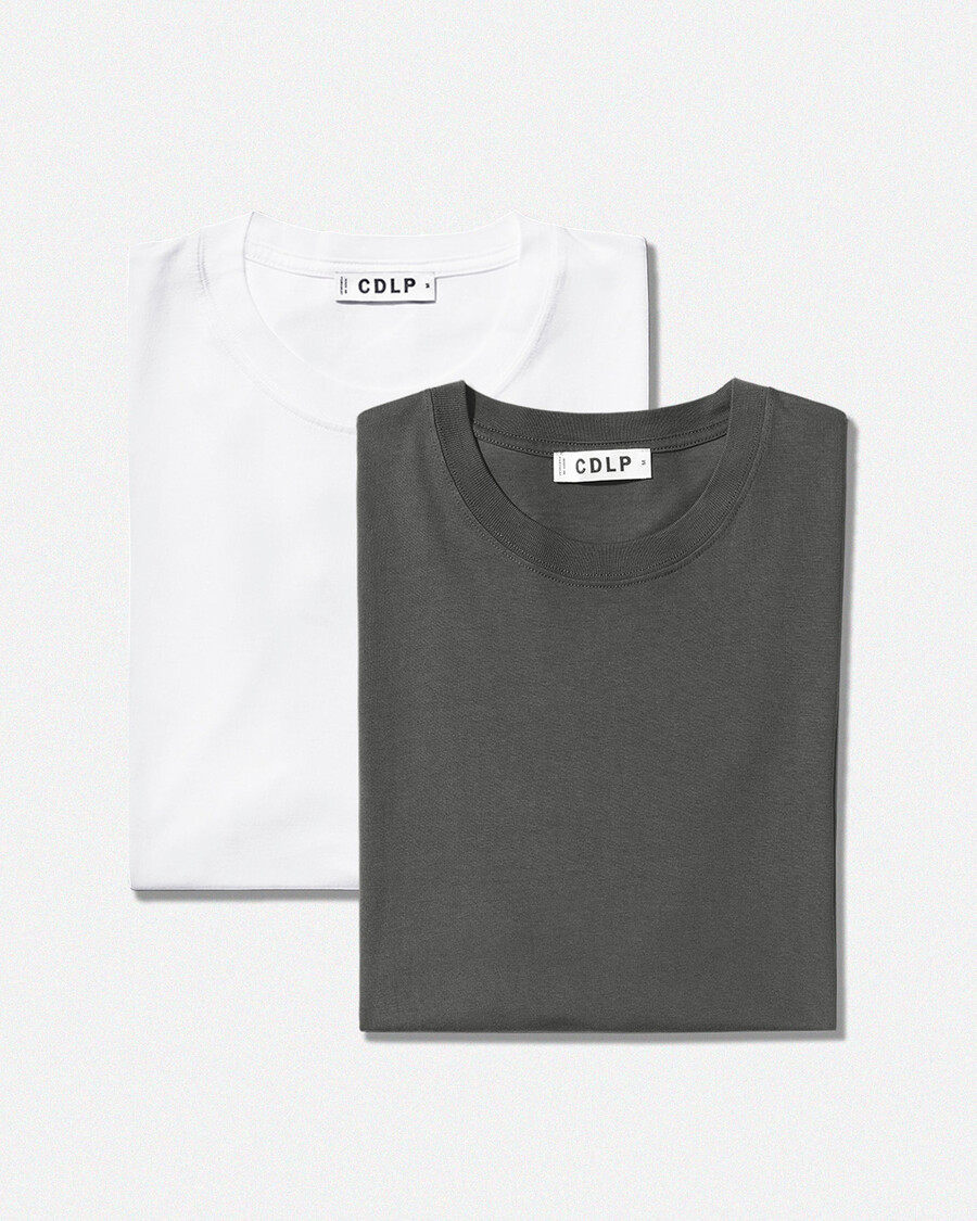 2 x herr mellanvikts-t-shirt i vit antracitgrå shoppa—cdlp