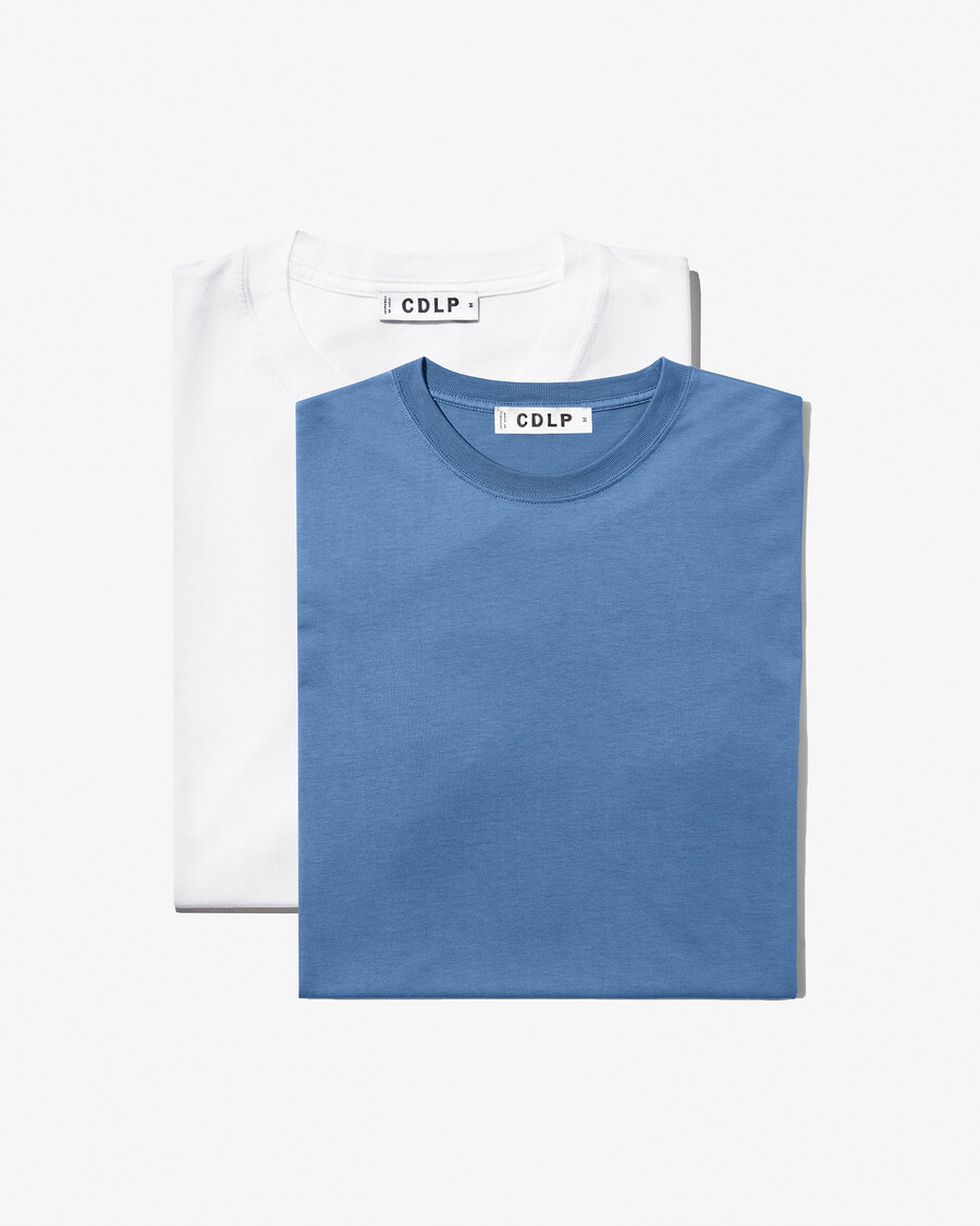 2 x herr mellanvikts-t-shirt i vit azurblå shoppa—cdlp