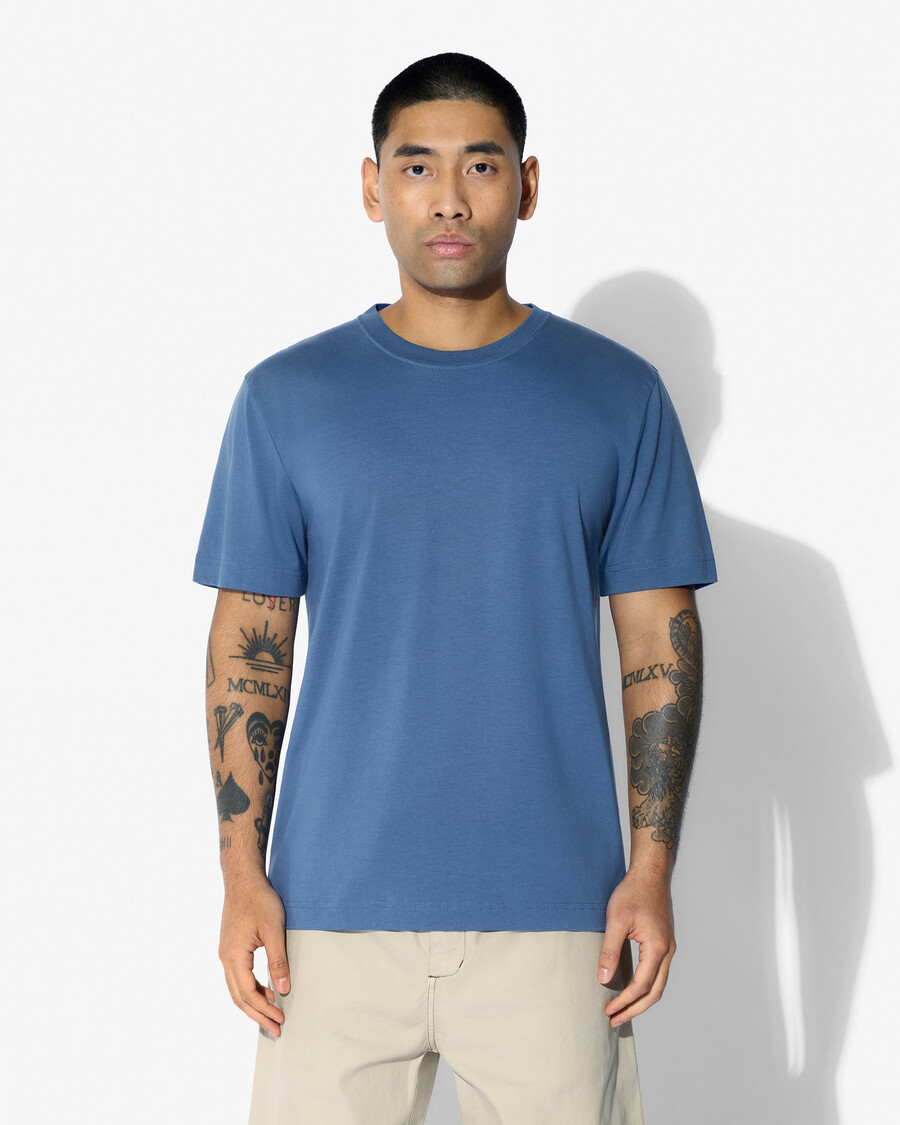 2 x herr mellanvikts-t-shirt i vit azurblå shoppa—cdlp