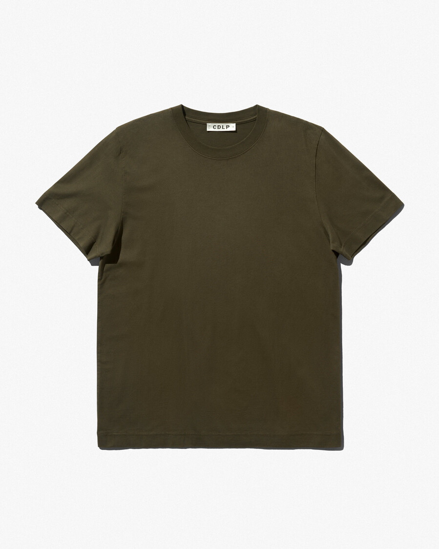 2 x herr mellanvikts-t-shirt i vit olivgrön handla—cdlp