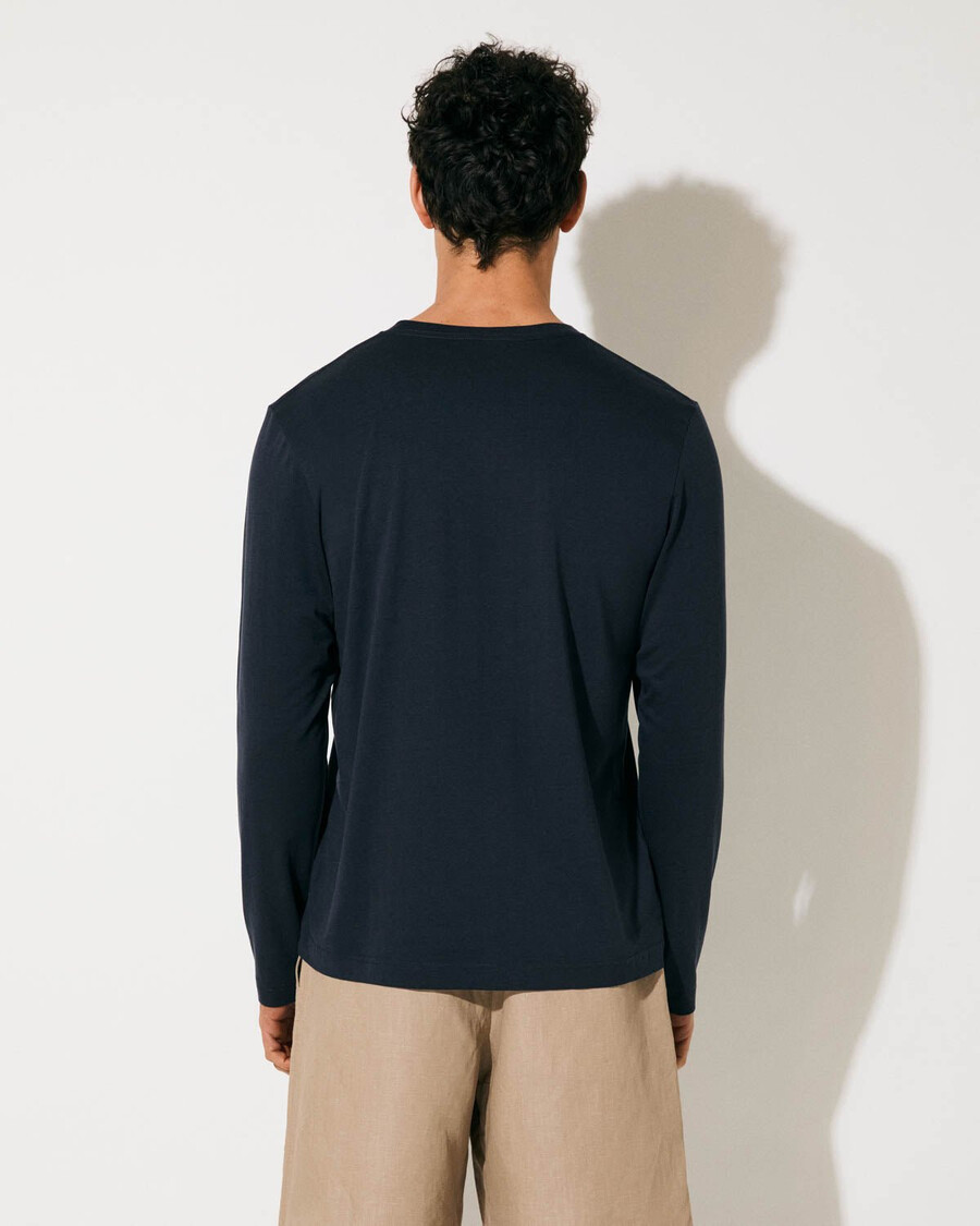 2 x herr mellanvikt långärmad t-shirt i vit mörk marinblå shoppa—cdlp