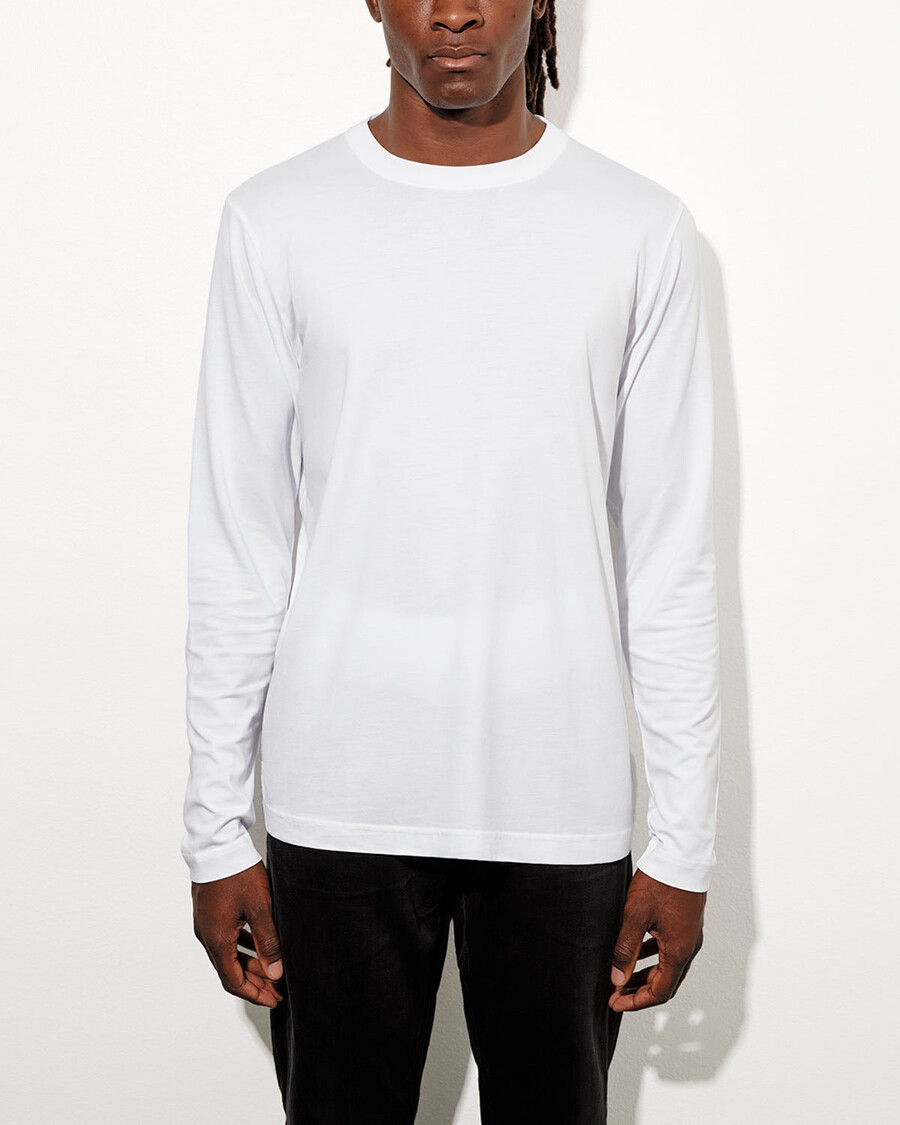 2 x herr mellanvikt långärmad t-shirt i vit mörk marinblå shoppa—cdlp