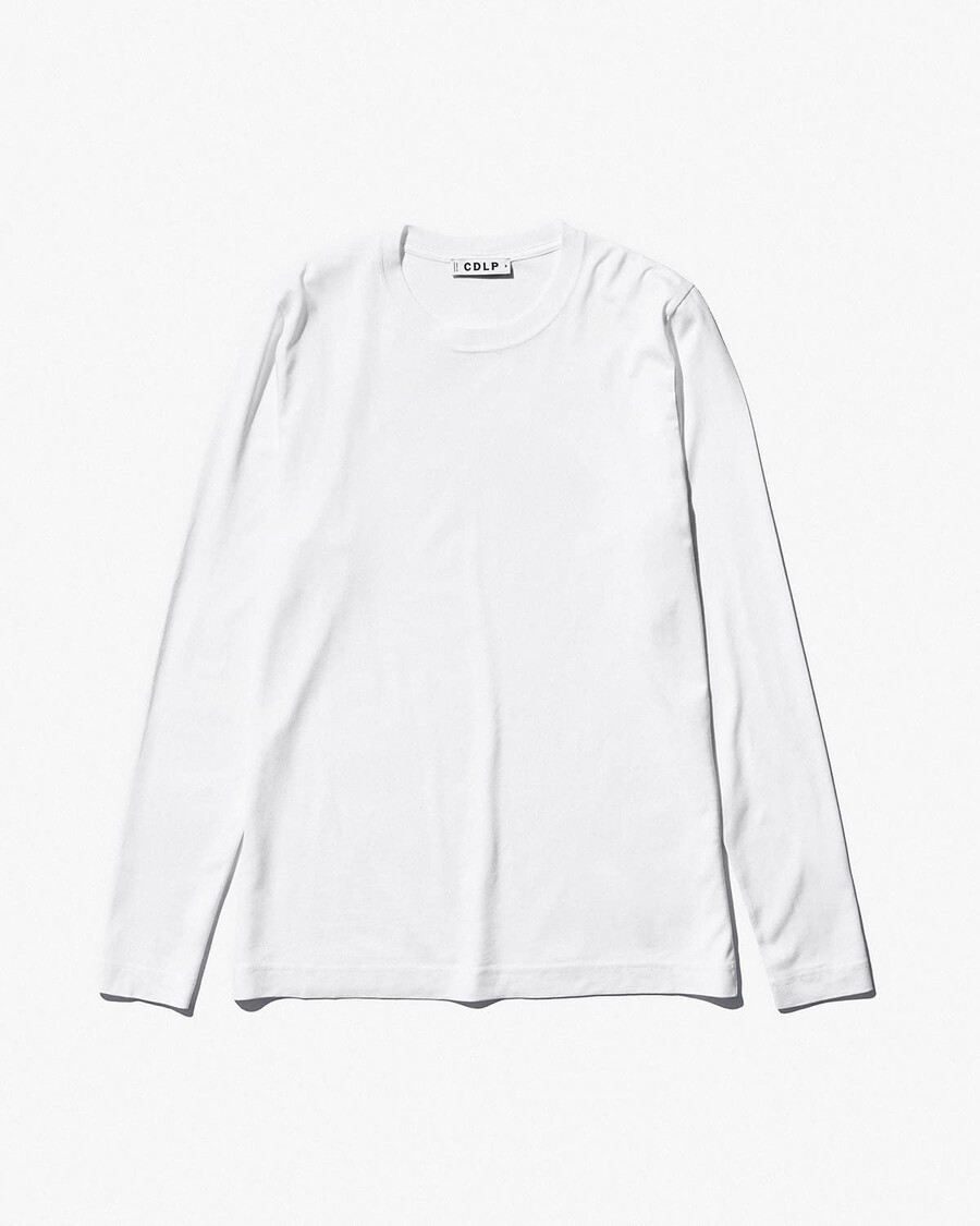 2 x herr mellanvikt långärmad t-shirt i vit mörk marinblå shoppa—cdlp