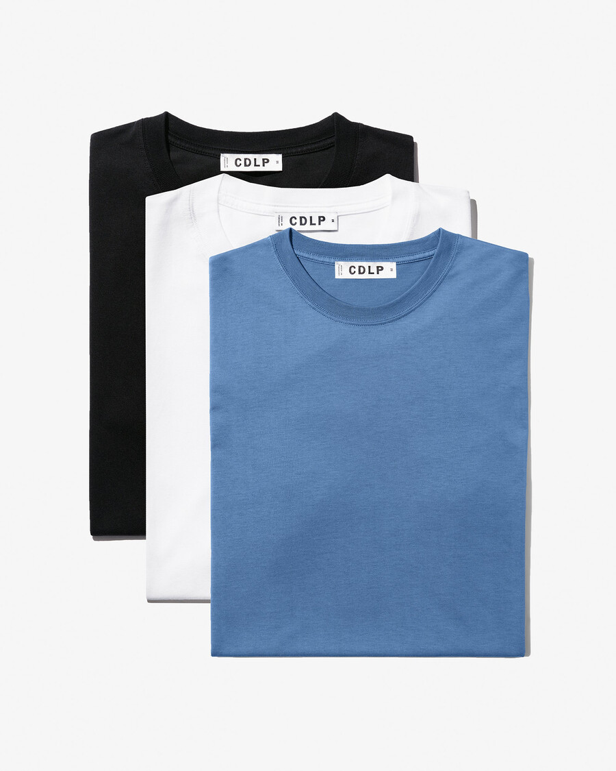 3 x herr mellanvikts-t-shirt i svart vitt azurblått handla nu — cdlp