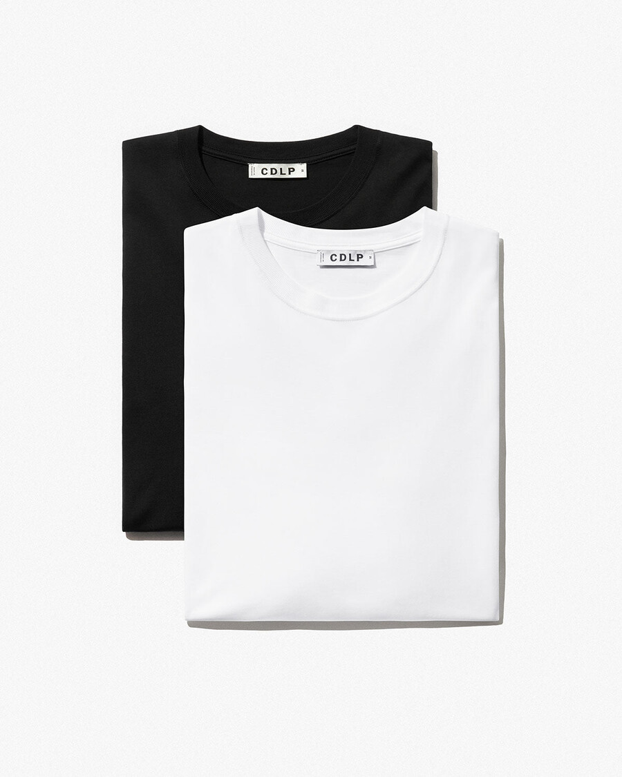 2 x dam mellanvikts-t-shirt i vitt svart handla — cdlp