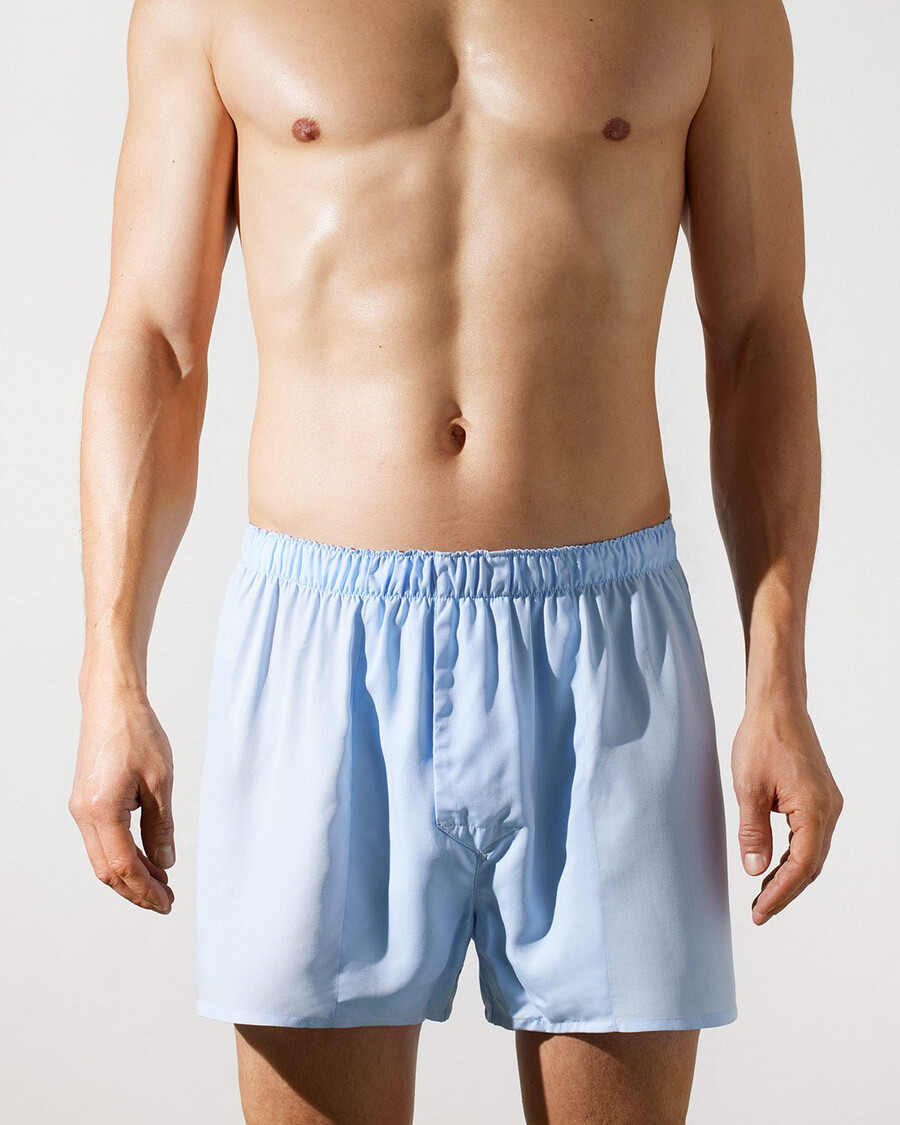 herrvävda boxershorts klassiska i himmelsblått shoppa — cdlp