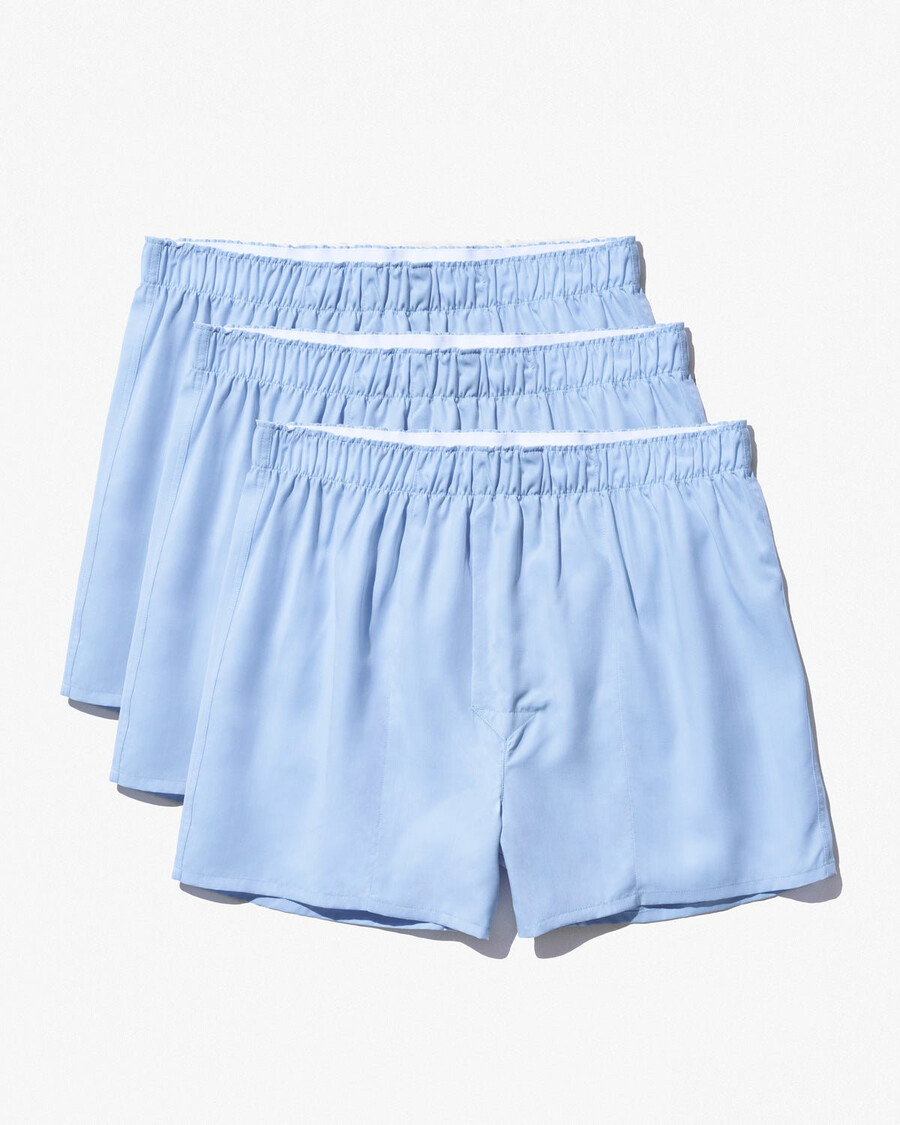 3 x herrvävda boxershorts classic i himmelsblått shoppa—cdlp